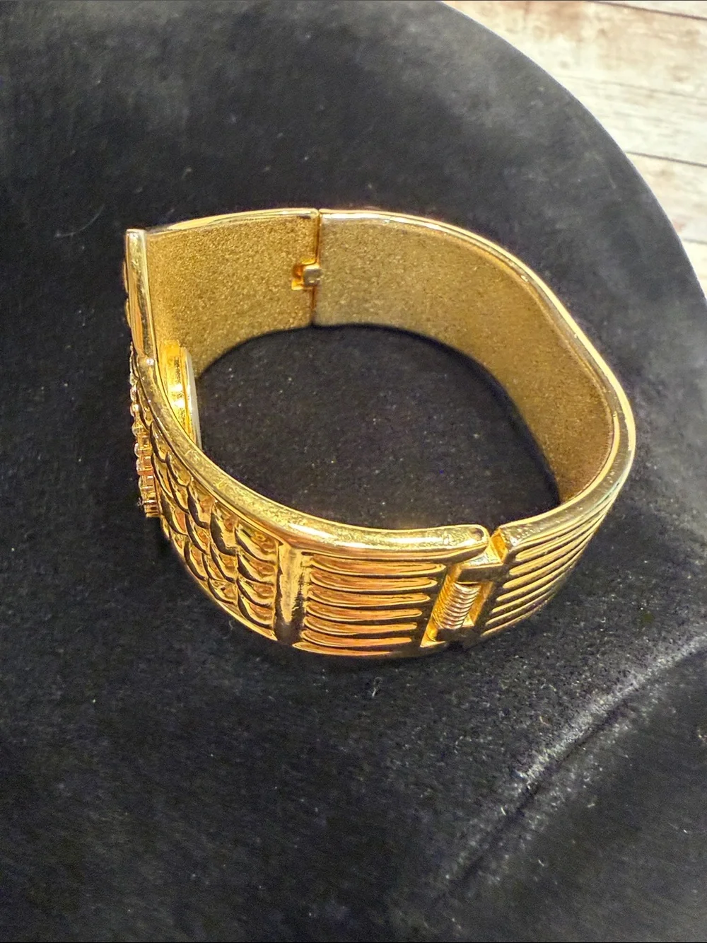 Vintage 1980s chunky asymmetrical gold-tone cuff watch